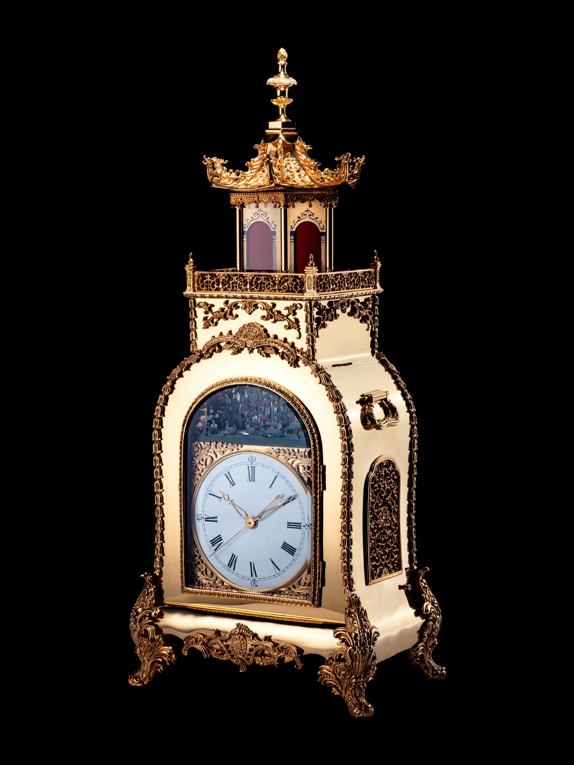 A Chinese Ormolu Quarter-Striking, Musical and Automaton 'Acrobat' Mantel Clock