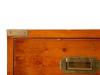 An English Burl Yew and Walnut Brass Mounted Two-Part Campaign Chest of Drawers — 20TH CENTURY