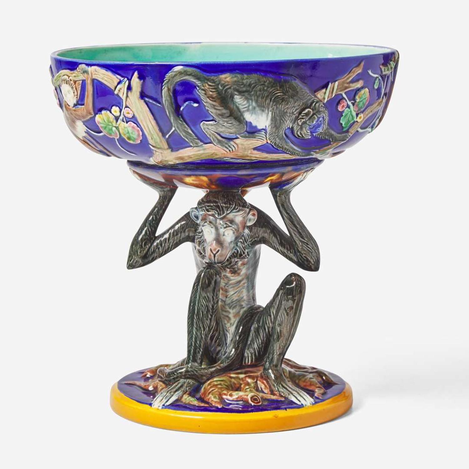 A Wedgwood Majolica Monkey Compote UK, circa 1880