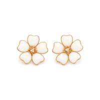 CORAL AND DIAMOND FLOWER EARCLIPS
