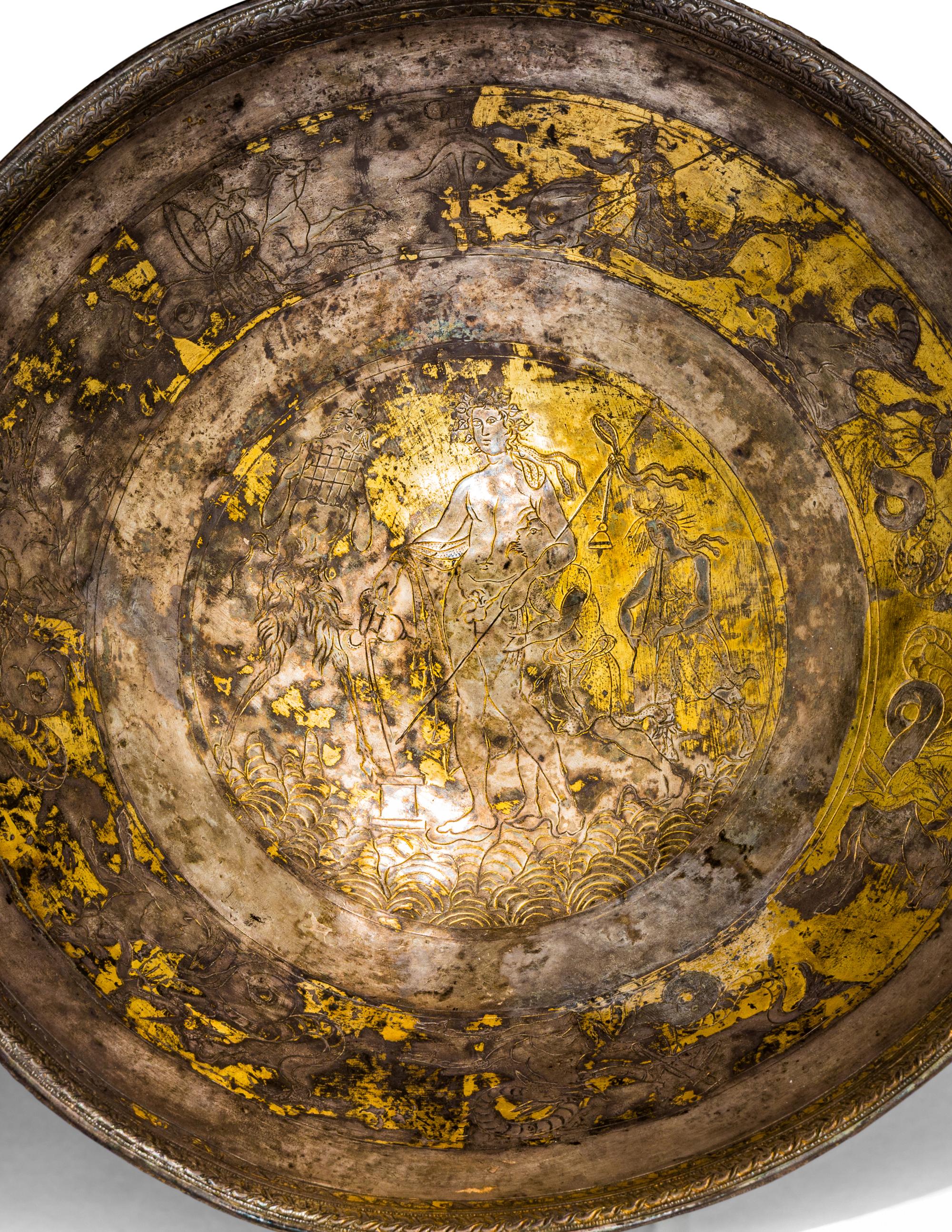 A Hellenistic Gilt-Silver Cup with Dionysos and Marine Thiasos
