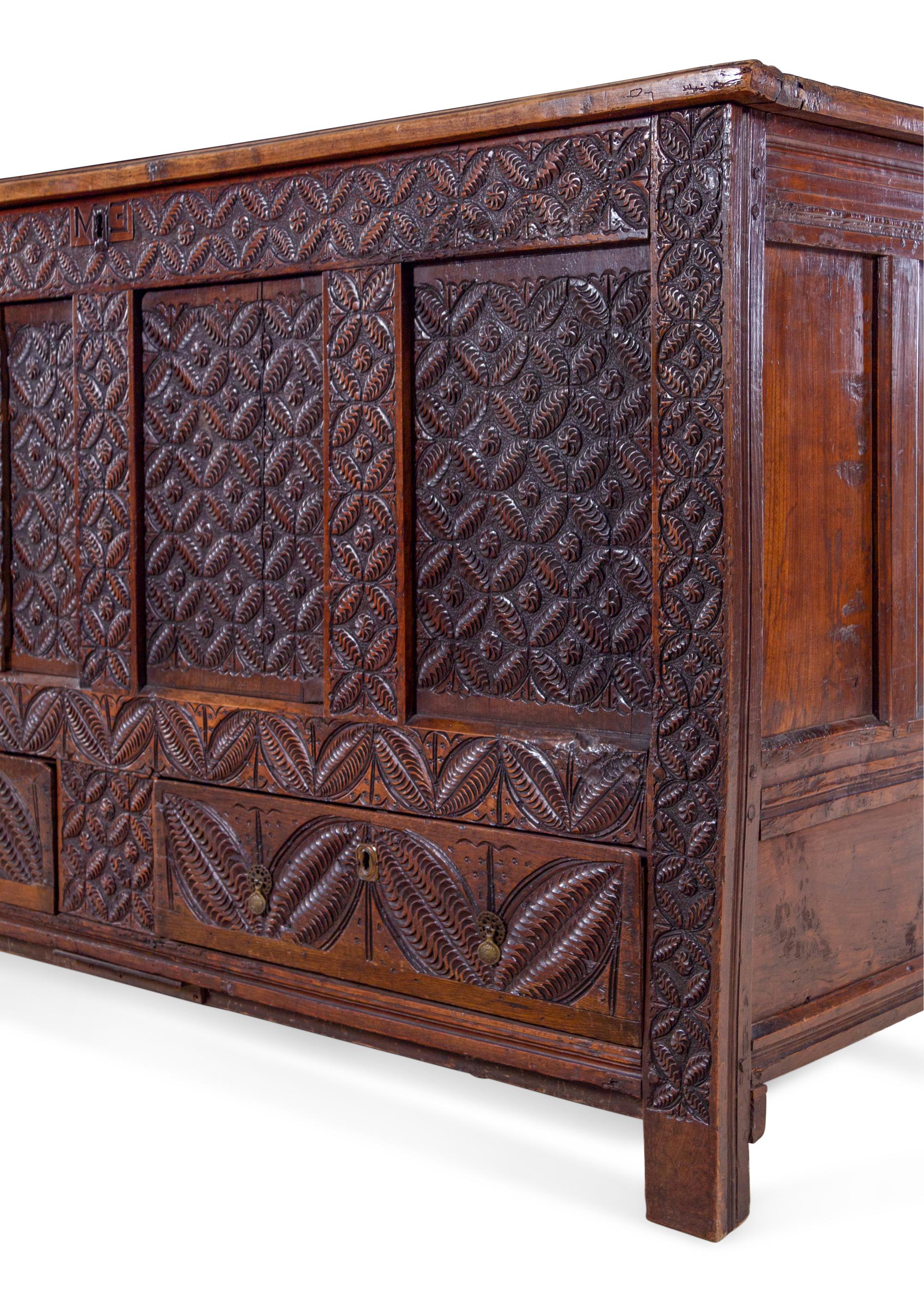 A Charles II Carved Oak Chest