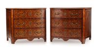 A Pair of Regence Style Various Wood Commodes Height 34 1/2 x width 38 x depth 28 inches.
