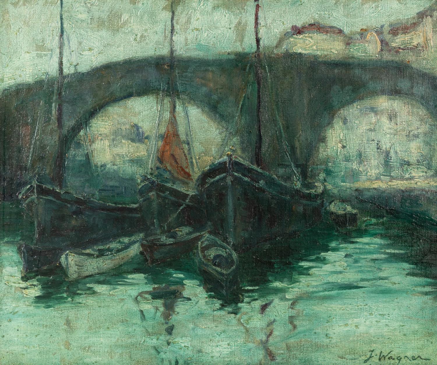 Boats Moored at Bridge