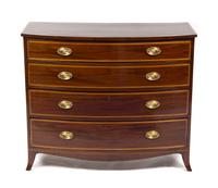A Regency Satinwood Banded Mahogany Chest of Drawers, LATE 18TH/EARLY 19TH CENTURY, Height 36 x width 43 x depth 20 inches. — LATE 18TH/EARLY 19TH CENTURY,