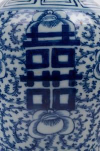 A Chinese Blue and White Porcelain Double Happiness Lidded Ginger Jar
