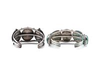 Navajo Silver Wire Cuff Bracelets, with a Row of Turquoise