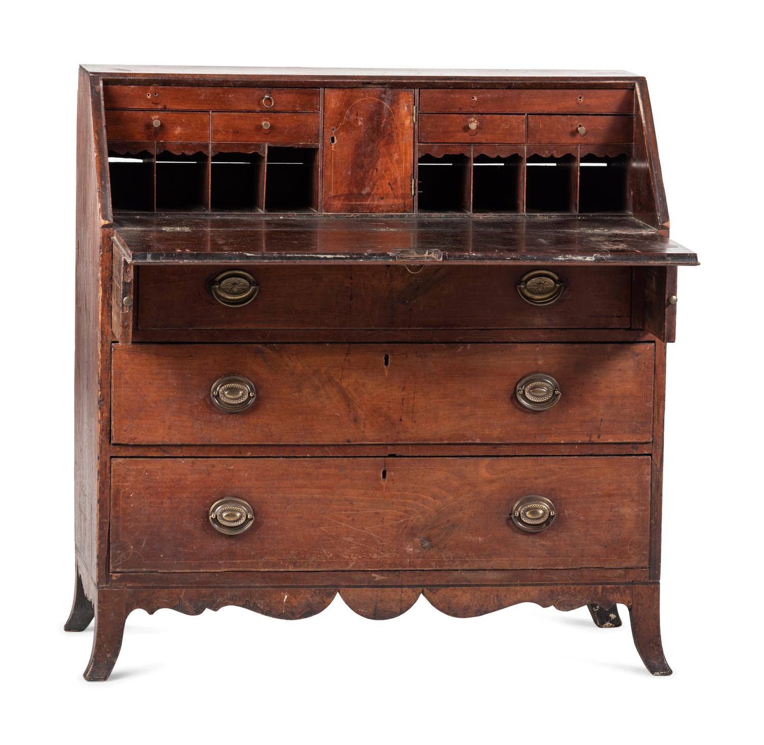 A Federal Figured Walnut Slant-Front Desk
