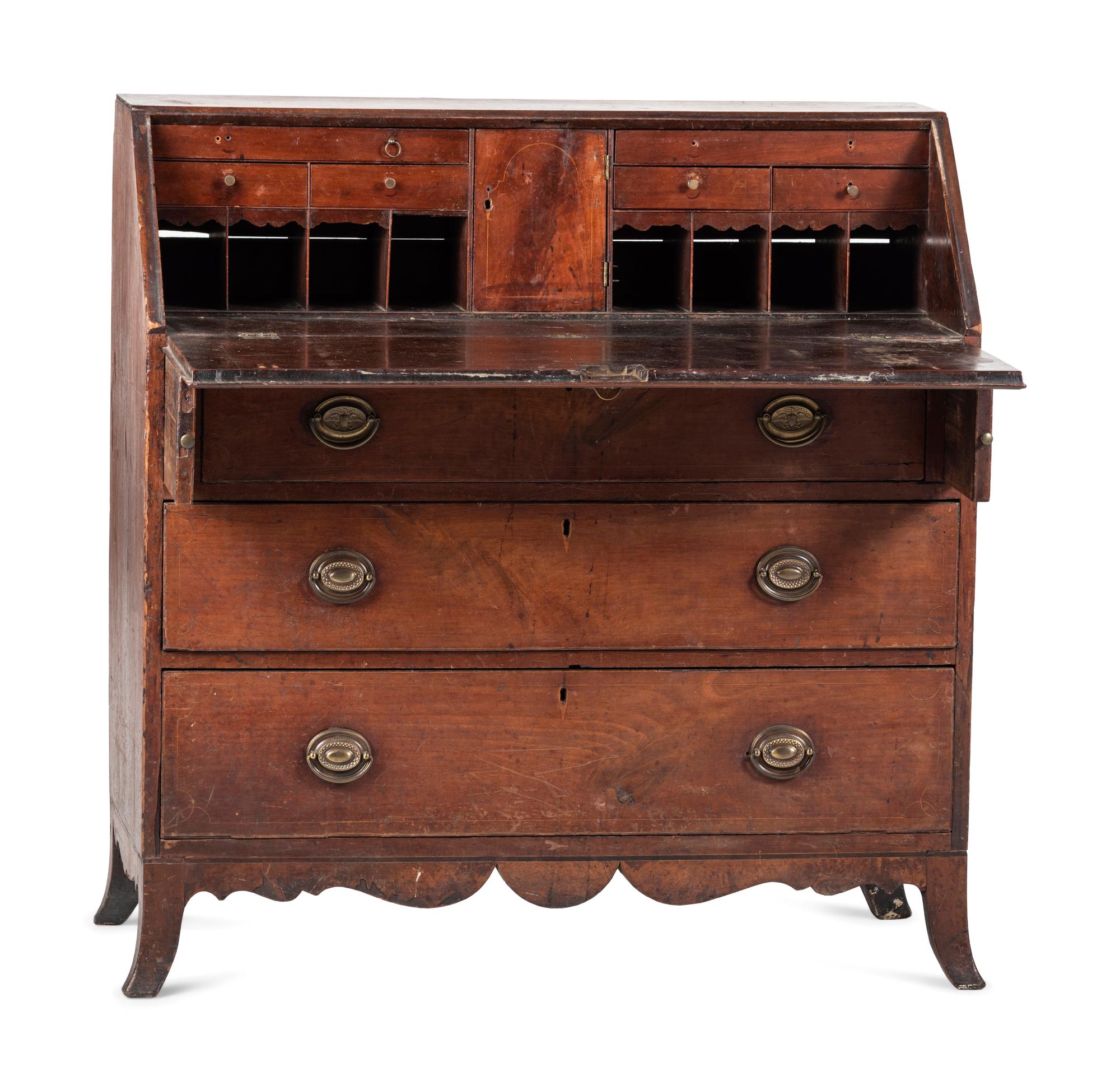 A Federal Figured Walnut Slant-Front Desk