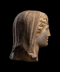 A Roman Marble Portrait Head of a Veiled Woman