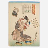Group of six assorted Japanese woodblock prints 日本浮世绘一组六幅 19th century ????