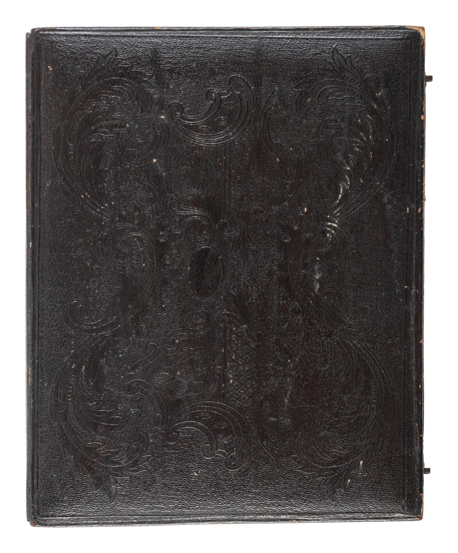[EARLY PHOTOGRAPHY]. Half plate daguerreotype featuring a telegrapher posed in front of an American flag.