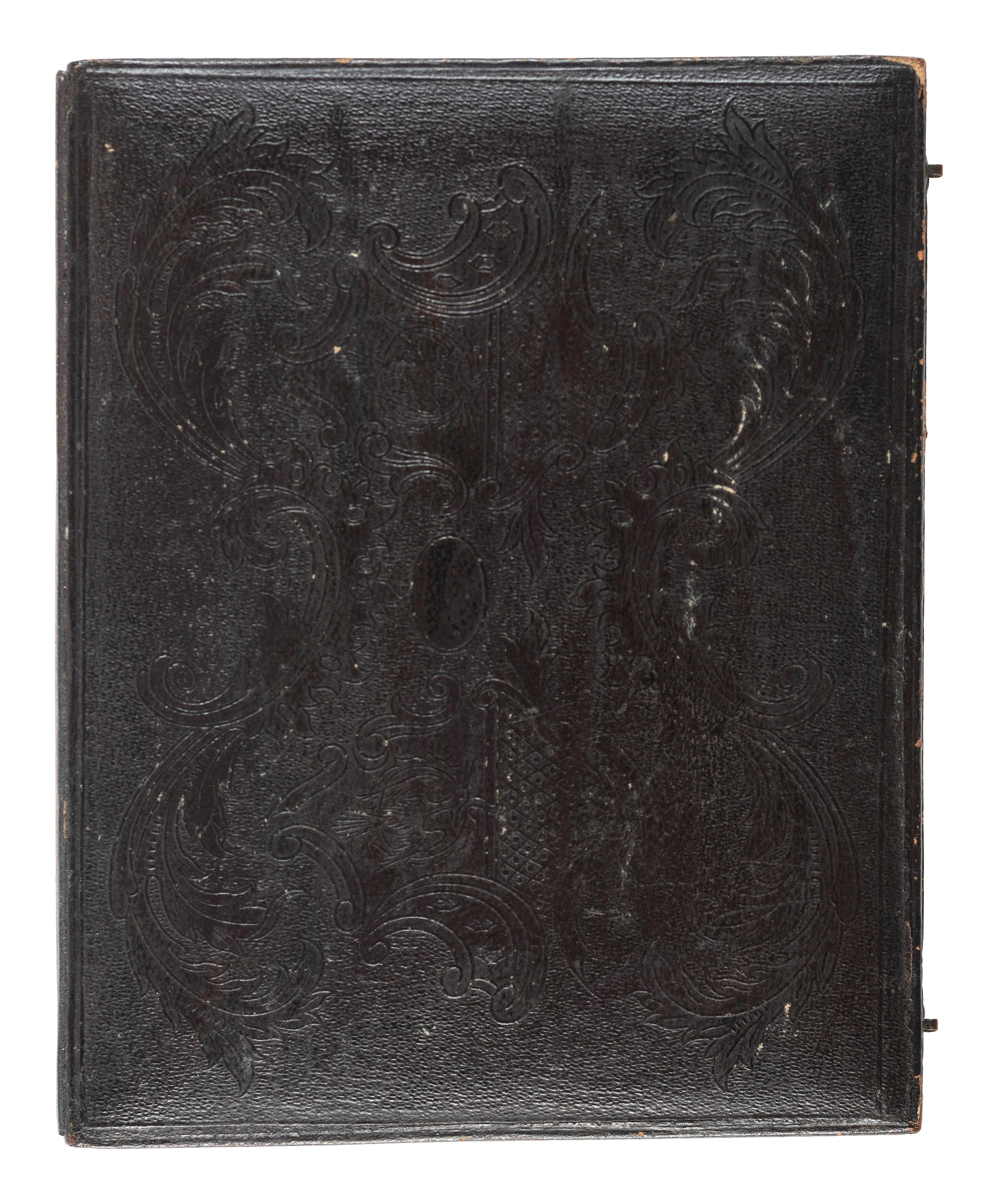 [EARLY PHOTOGRAPHY]. Half plate daguerreotype featuring a telegrapher posed in front of an American flag.