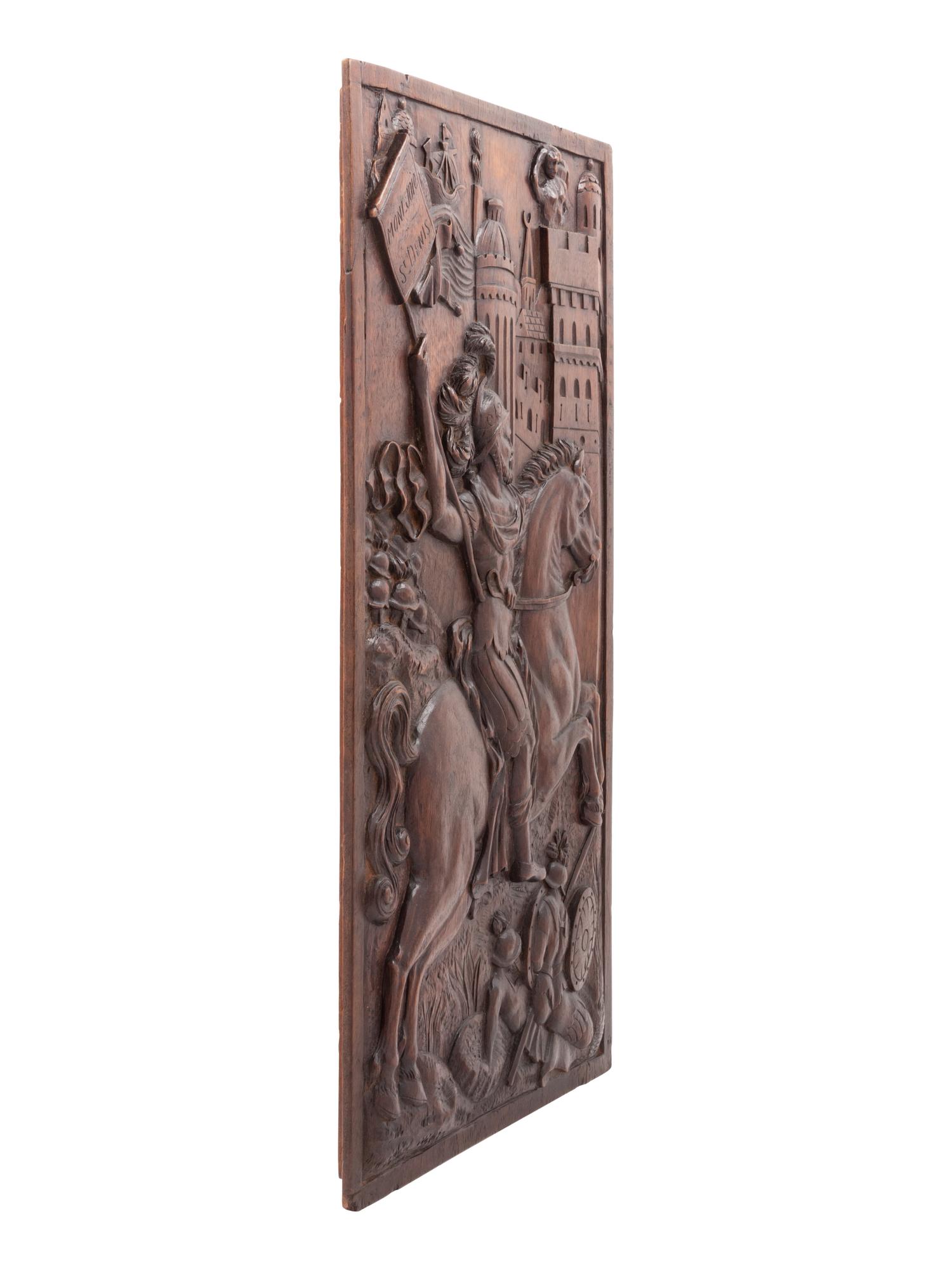 A French Relief-Carved Walnut Panel Depicting Louis VI of France