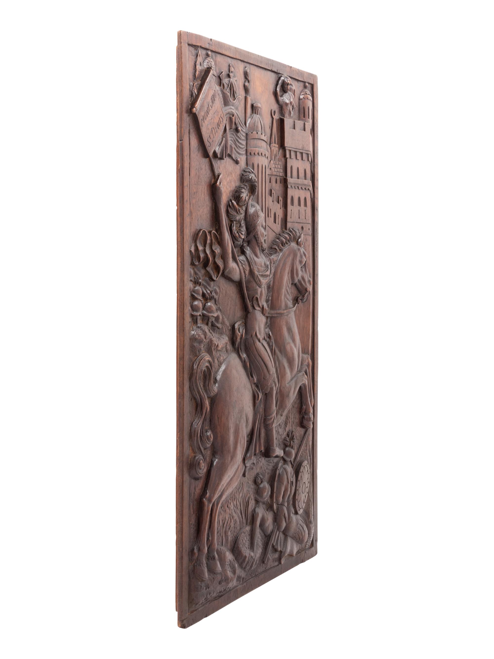 A French Relief-Carved Walnut Panel Depicting Louis VI of France