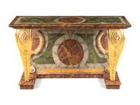 An Italian Parcel Gilt and Faux Marble Painted Console Table