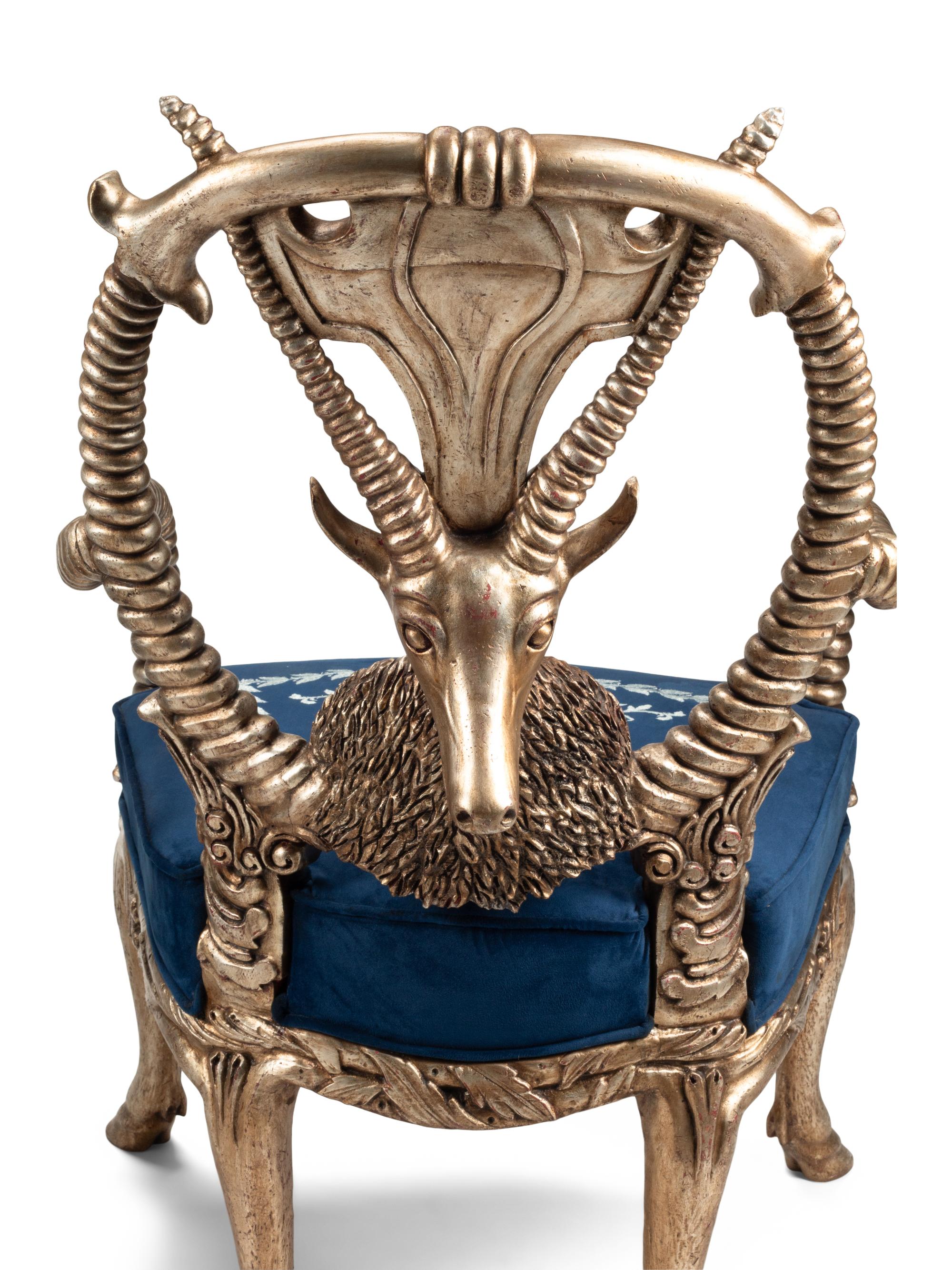 A Pair of Silvered Carved Wood “Fantasy” Armchairs
