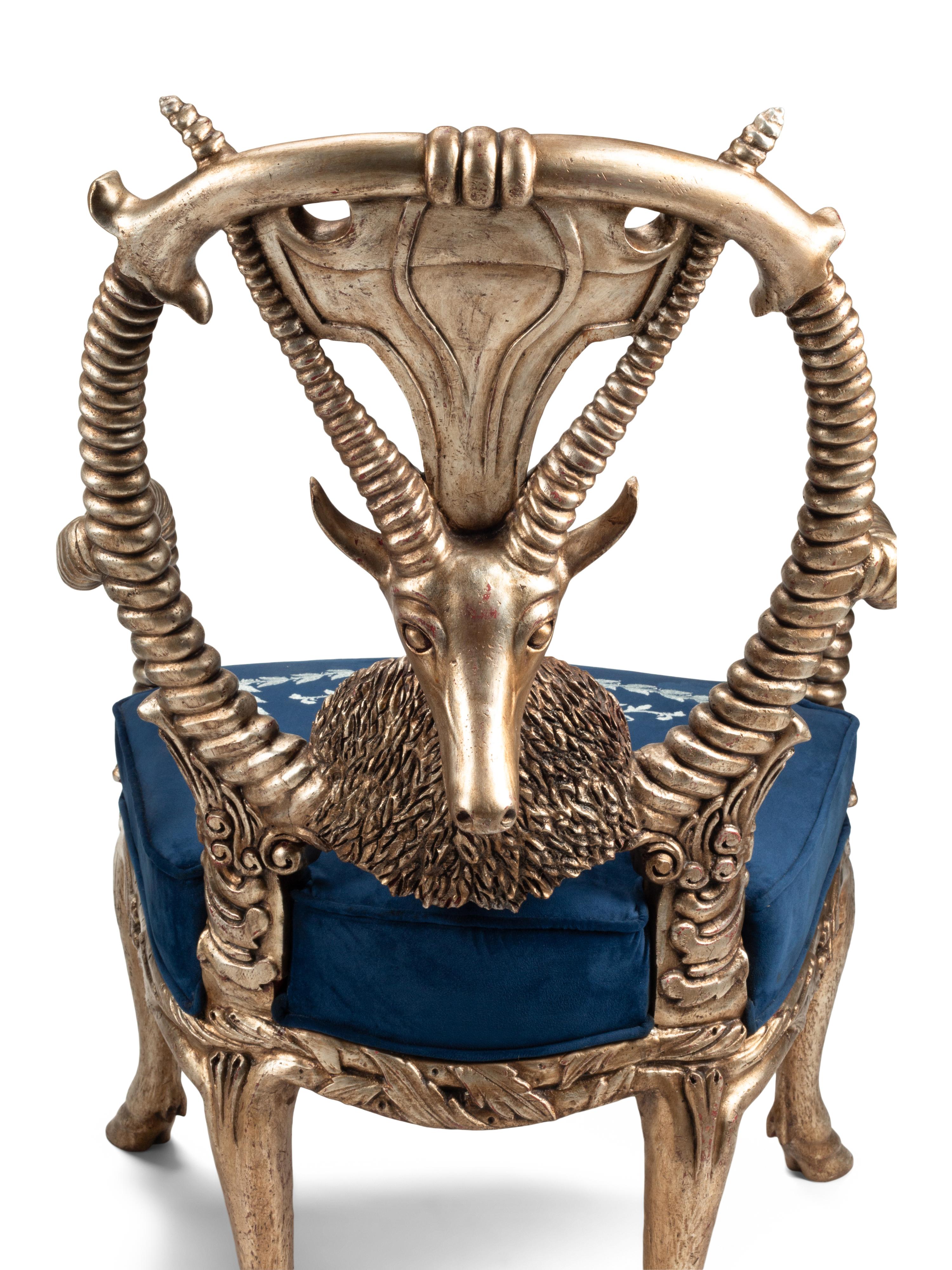 A Pair of Silvered Carved Wood “Fantasy” Armchairs