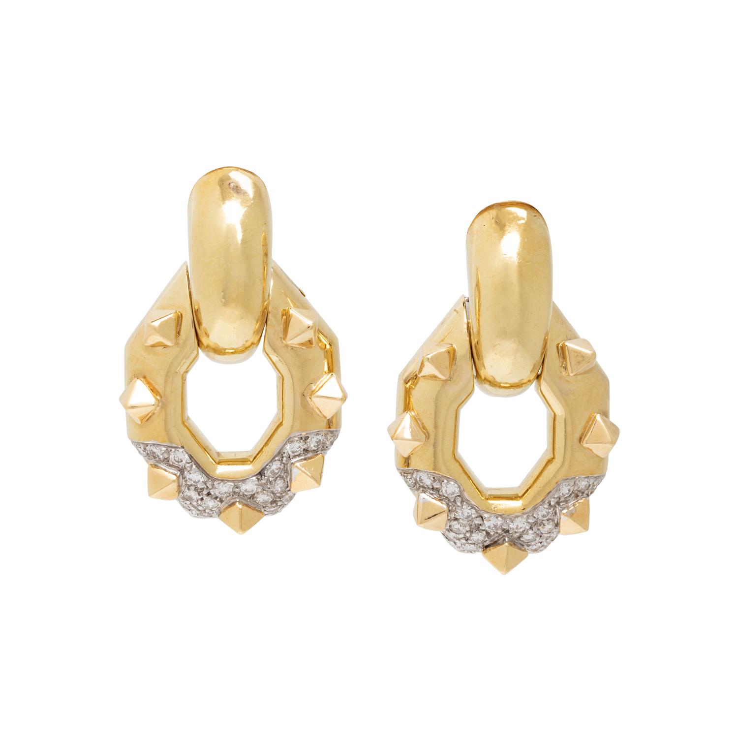 YELLOW GOLD AND DIAMOND EARRINGS