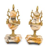 A Pair of Gilt Bronze Mounted Marble Urns — 19TH/20TH CENTURY