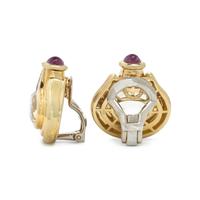 Yellow Sapphire, Synthetic Ruby, and Yellow Gold Demi-Parure