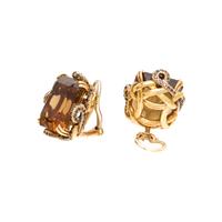 CITRINE AND COLORED DIAMOND EARCLIPS
