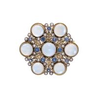 ARTS & CRAFTS, YELLOW GOLD, MOONSTONE, SAPPHIRE AND SEED PEARL BROOCH