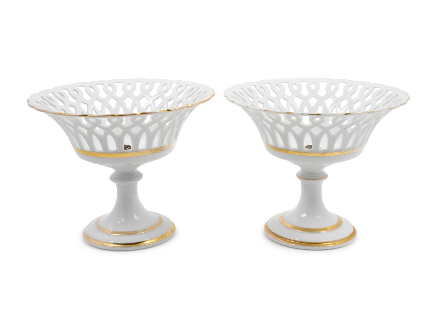 A Pair of Haviland-Limoges Porcelain Reticulated Baskets