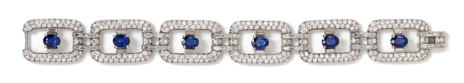 A Platinum, Sapphire and Diamond Bracelet, 37.20 dwts.