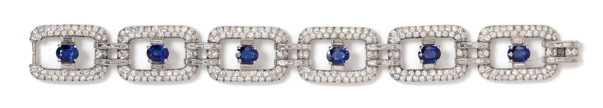 A Platinum, Sapphire and Diamond Bracelet, 37.20 dwts.