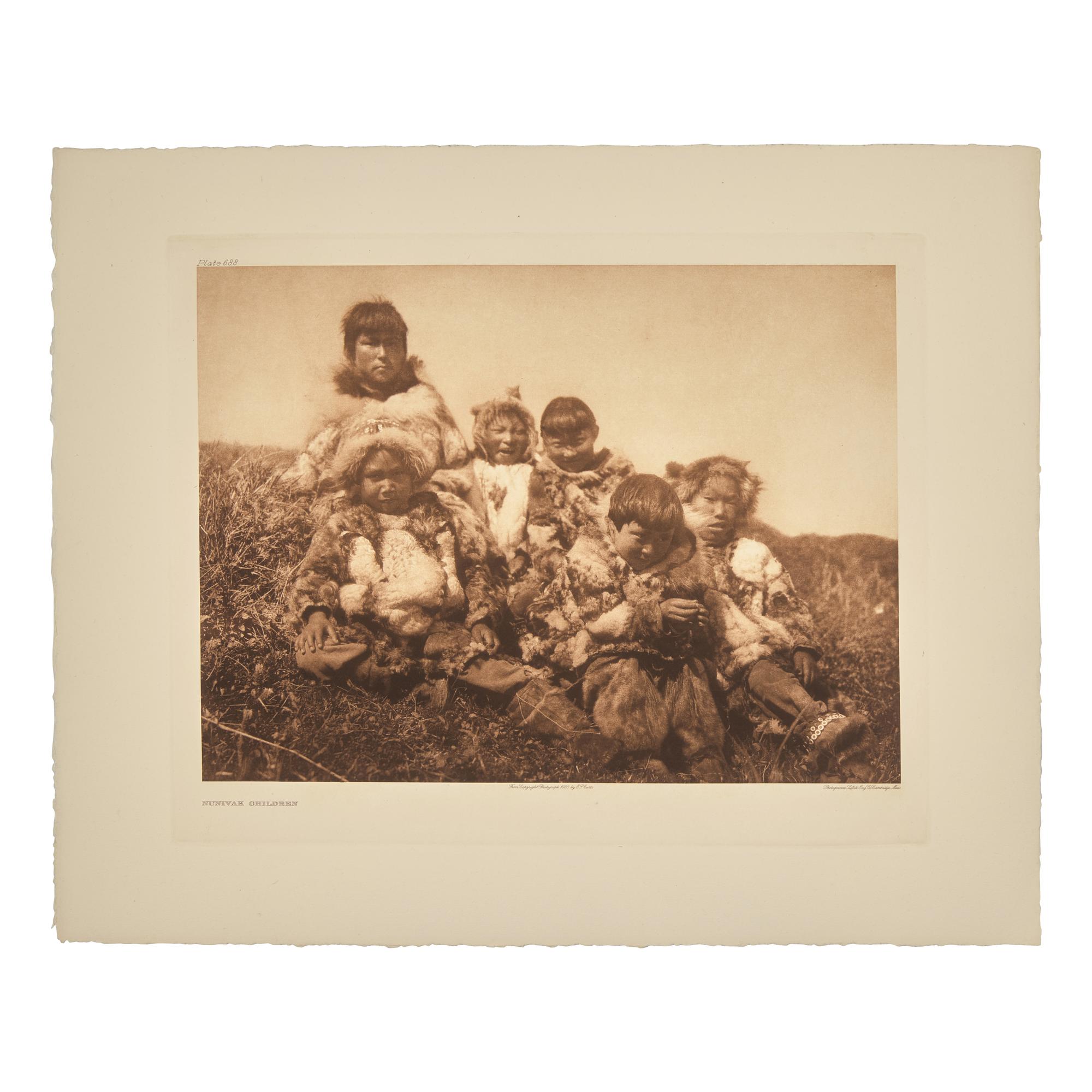 Edward Curtis (American, 1868-1952) — Nunivak Children AND Noatak Kaiaks Plates 688 and 718