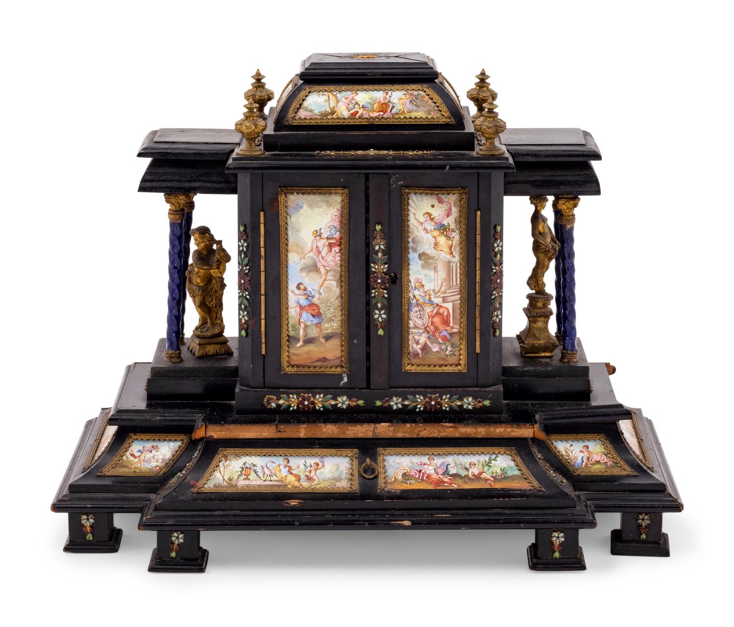 An Austrian Enameled Table Cabinet