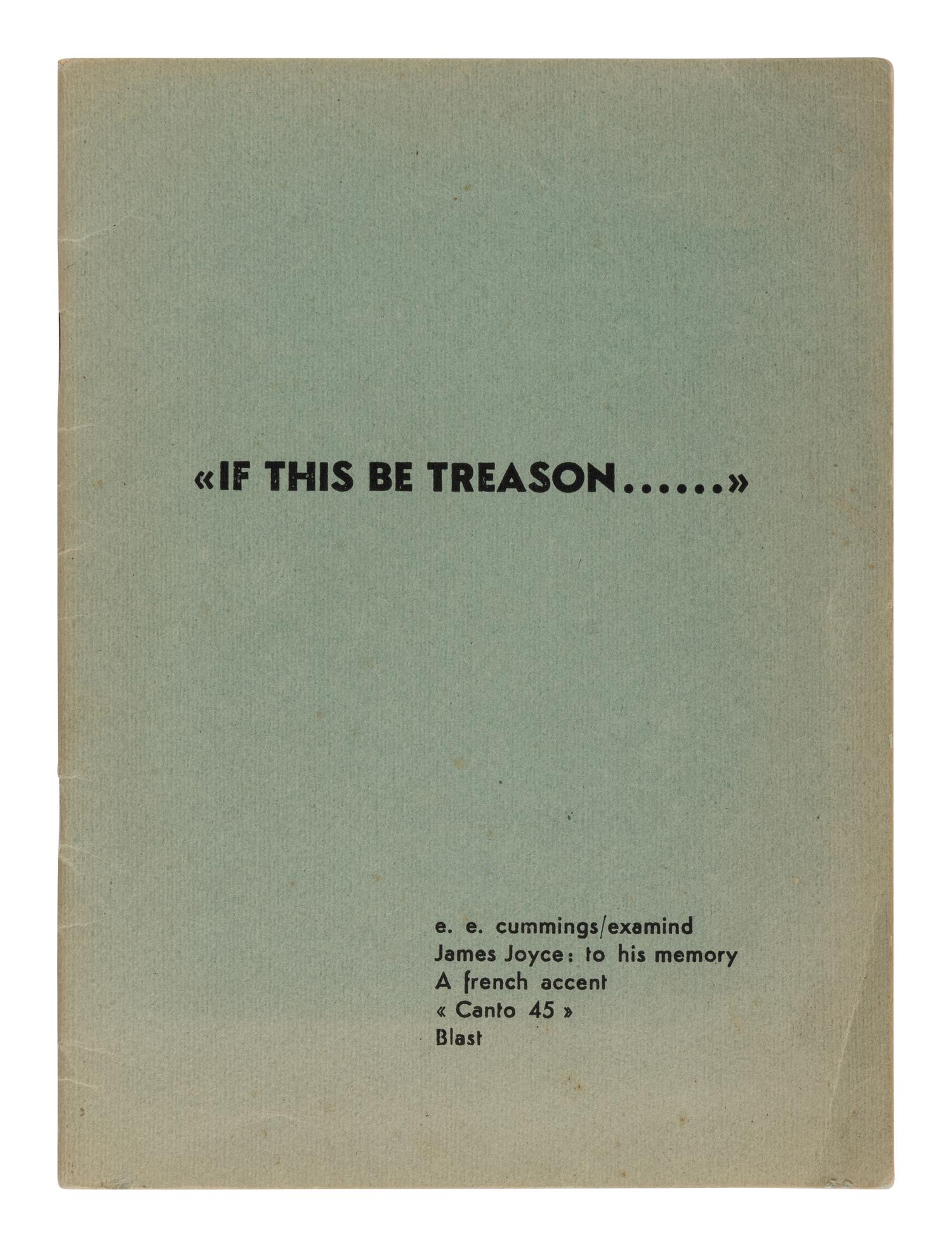 POUND, Ezra (1885-1972). If This Be Treason . Siena: Printed for Olga Rudge, 1948.