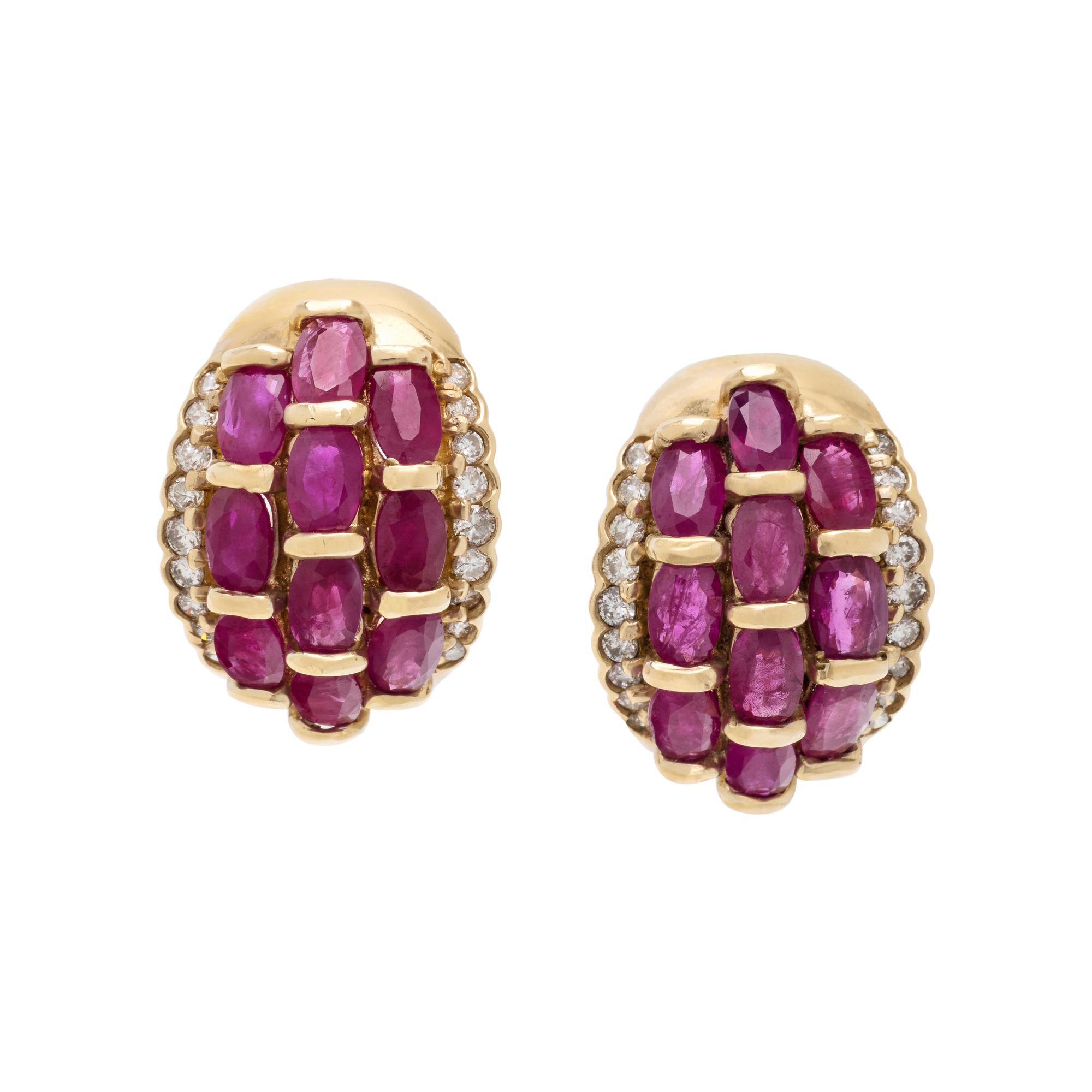 RUBY AND DIAMOND EARCLIPS