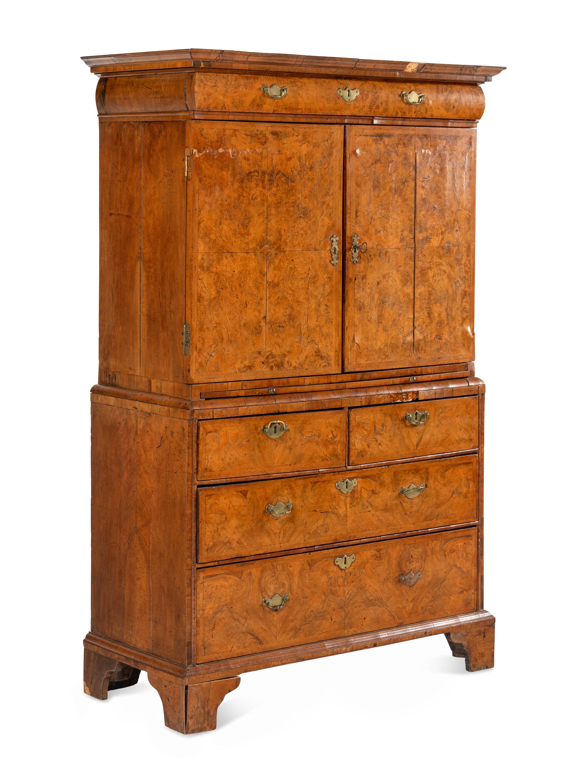 A Queen Anne Walnut Cabinet on Chest