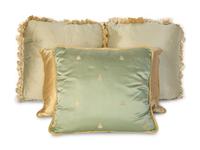Four Scalamandré Ice Blue and Champagne Silk Pillows — 20th Century