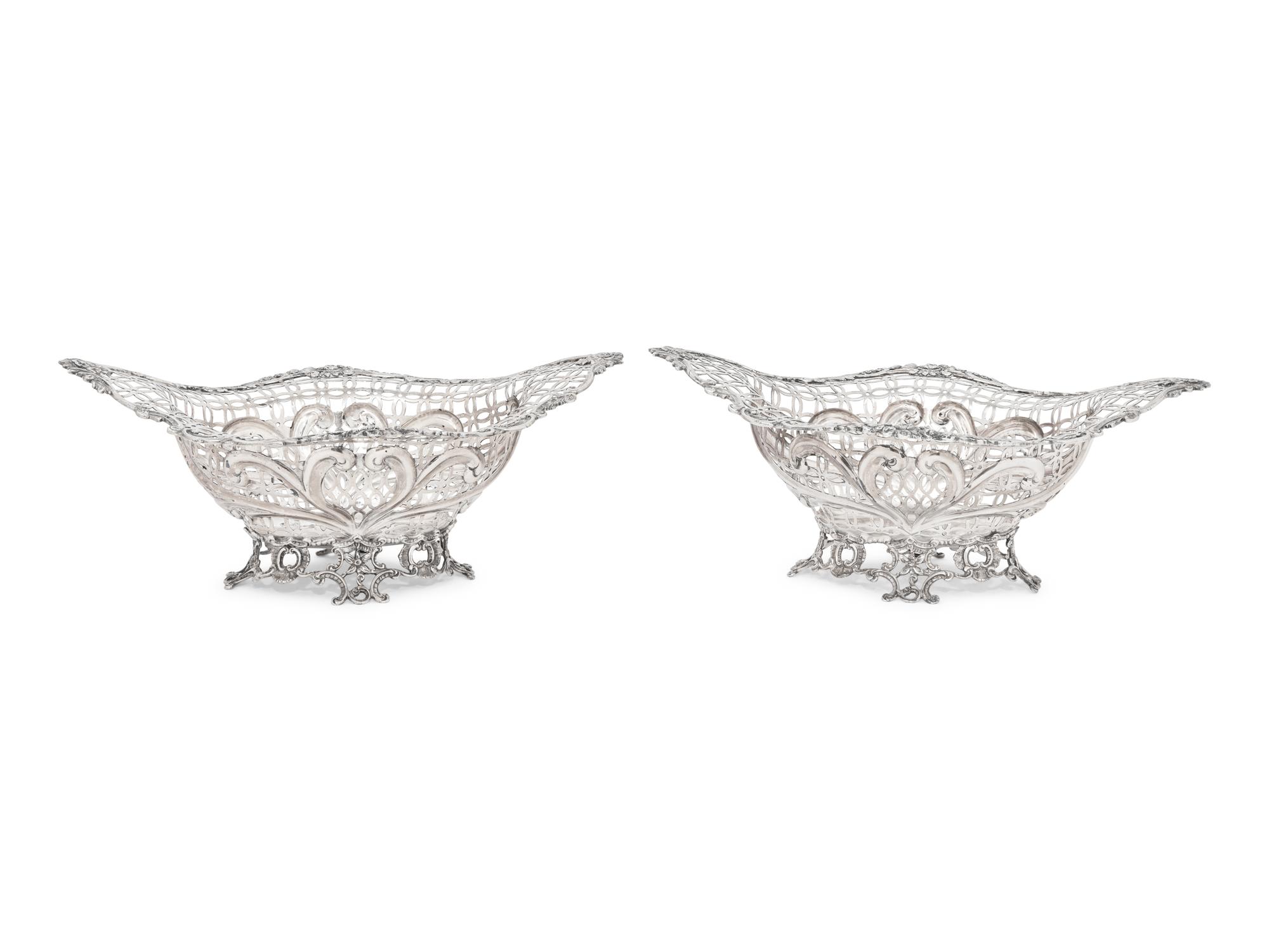 A Pair of Victorian Silver Reticulated Baskets