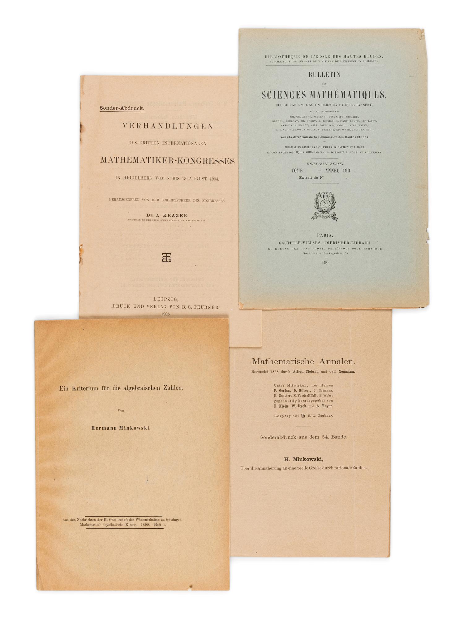 MINKOWSKI, Hermann (1864-1909). Raum und Zeit . Offprint from: Jahresbericht der Deutschen Mathematiker-Vereinigung . Volume 18. Leipzig and Berlin: B.G. Teubner, 1909.