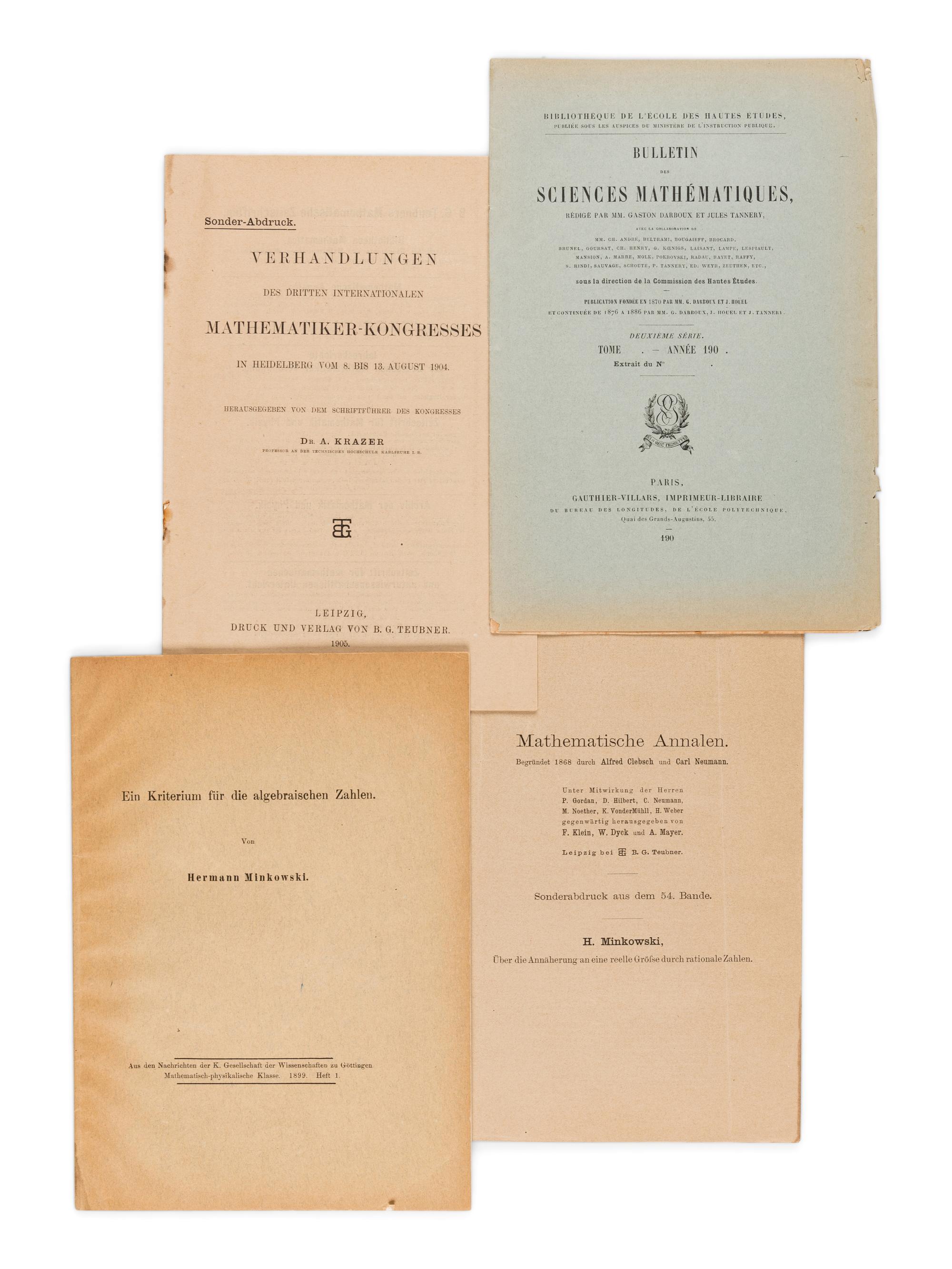 MINKOWSKI, Hermann (1864-1909). Raum und Zeit . Offprint from: Jahresbericht der Deutschen Mathematiker-Vereinigung . Volume 18. Leipzig and Berlin: B.G. Teubner, 1909.