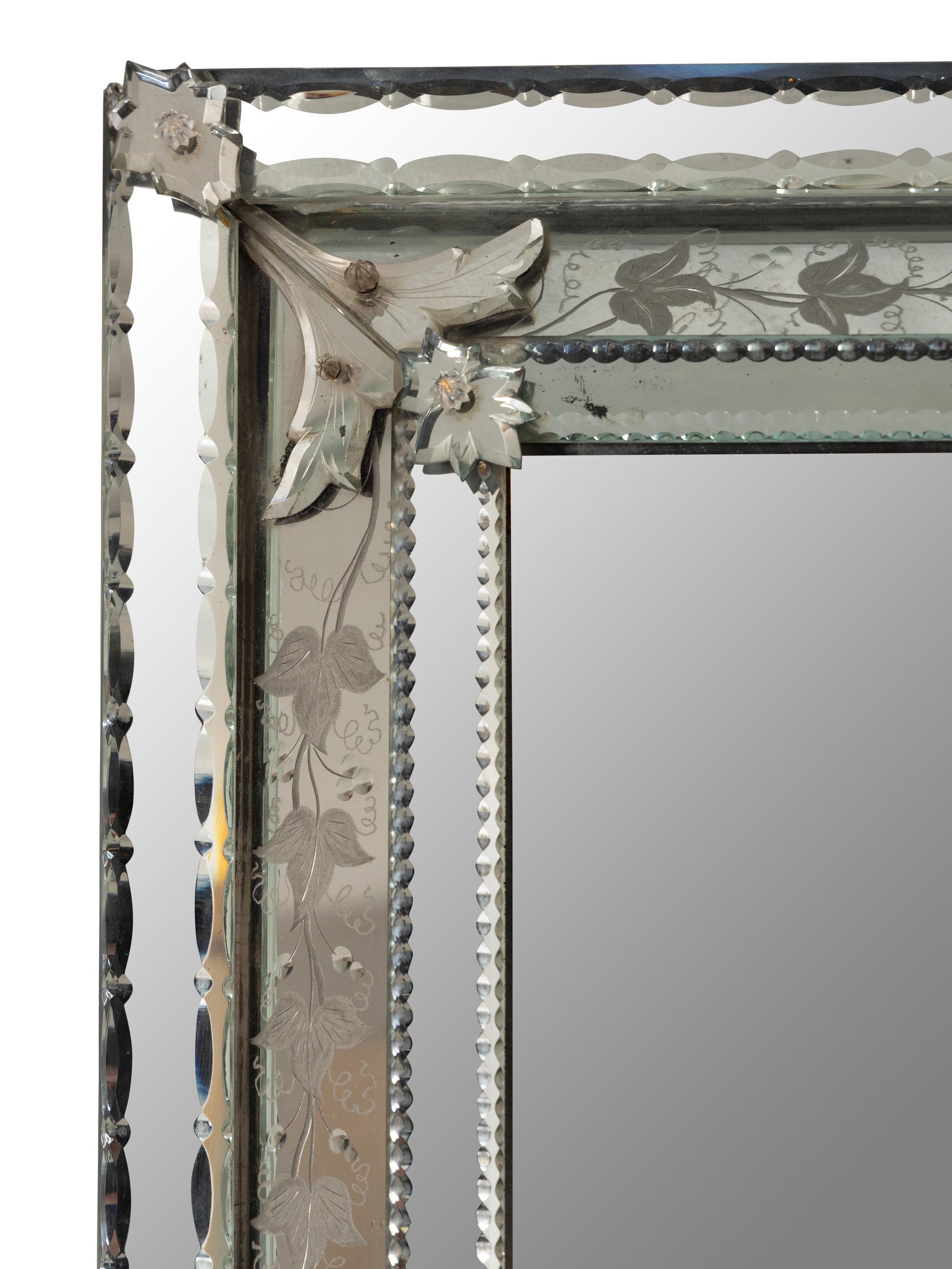 A Venetian Etched Glass Mirror
