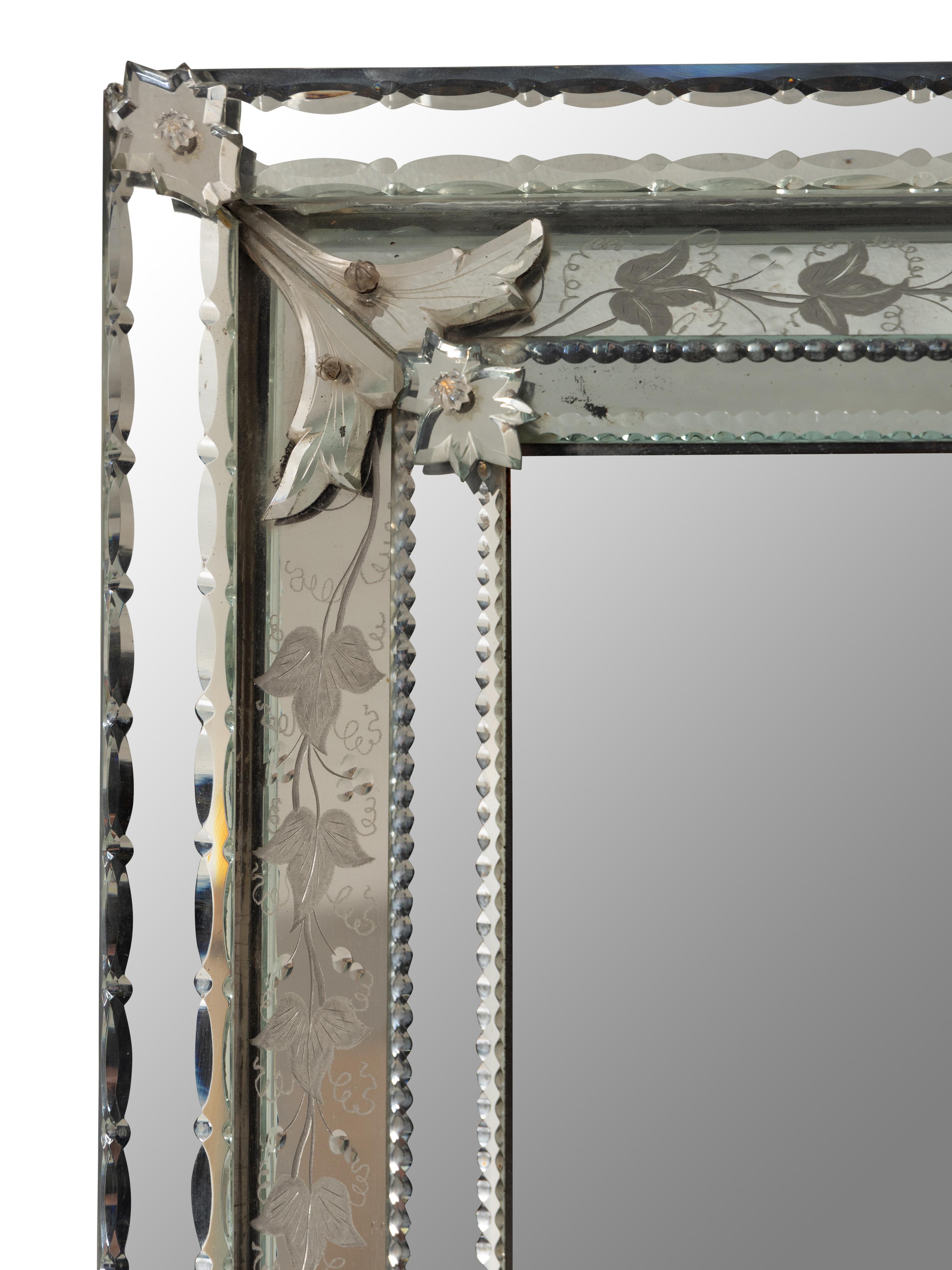 A Venetian Etched Glass Mirror