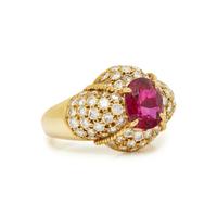 YELLOW GOLD, RUBY, AND DIAMOND RING