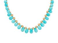 YELLOW GOLD AND TURQUOISE NECKLACE