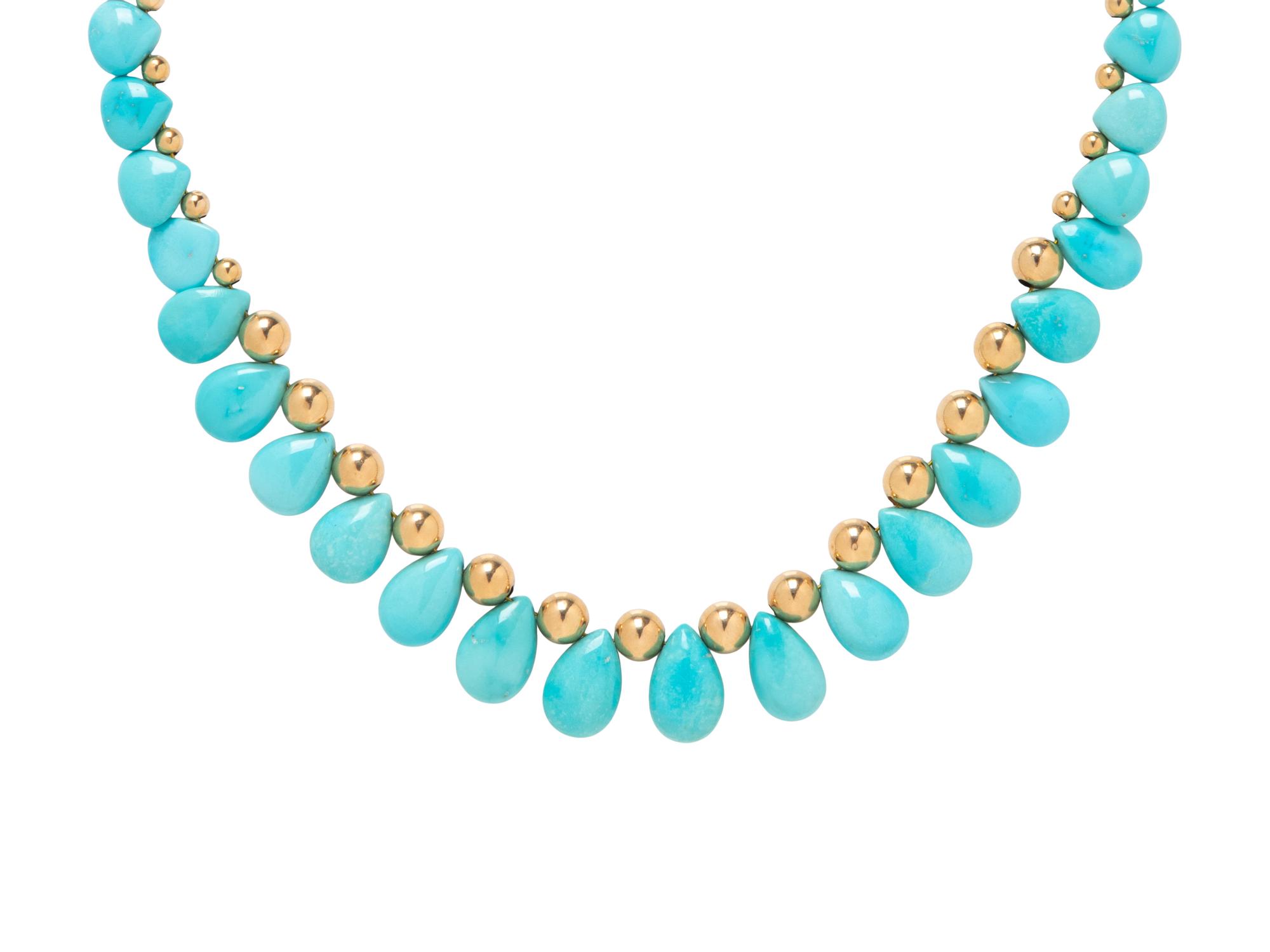 YELLOW GOLD AND TURQUOISE NECKLACE
