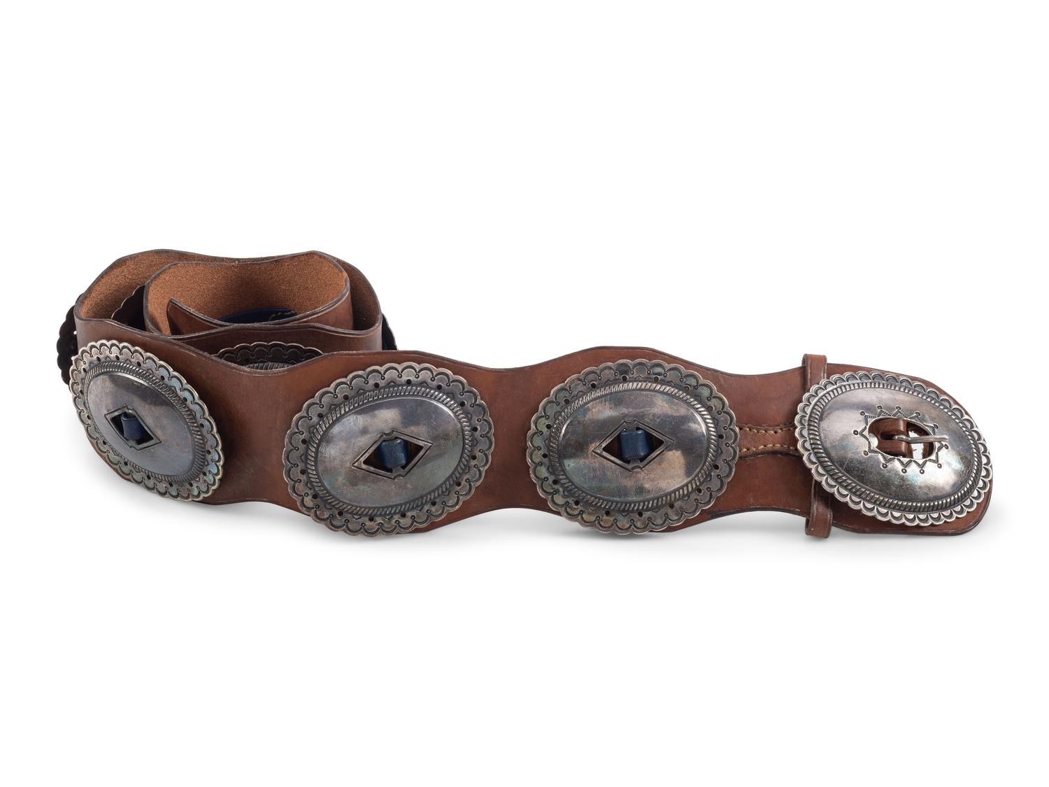 Navajo Stamped Silver Concha Belt