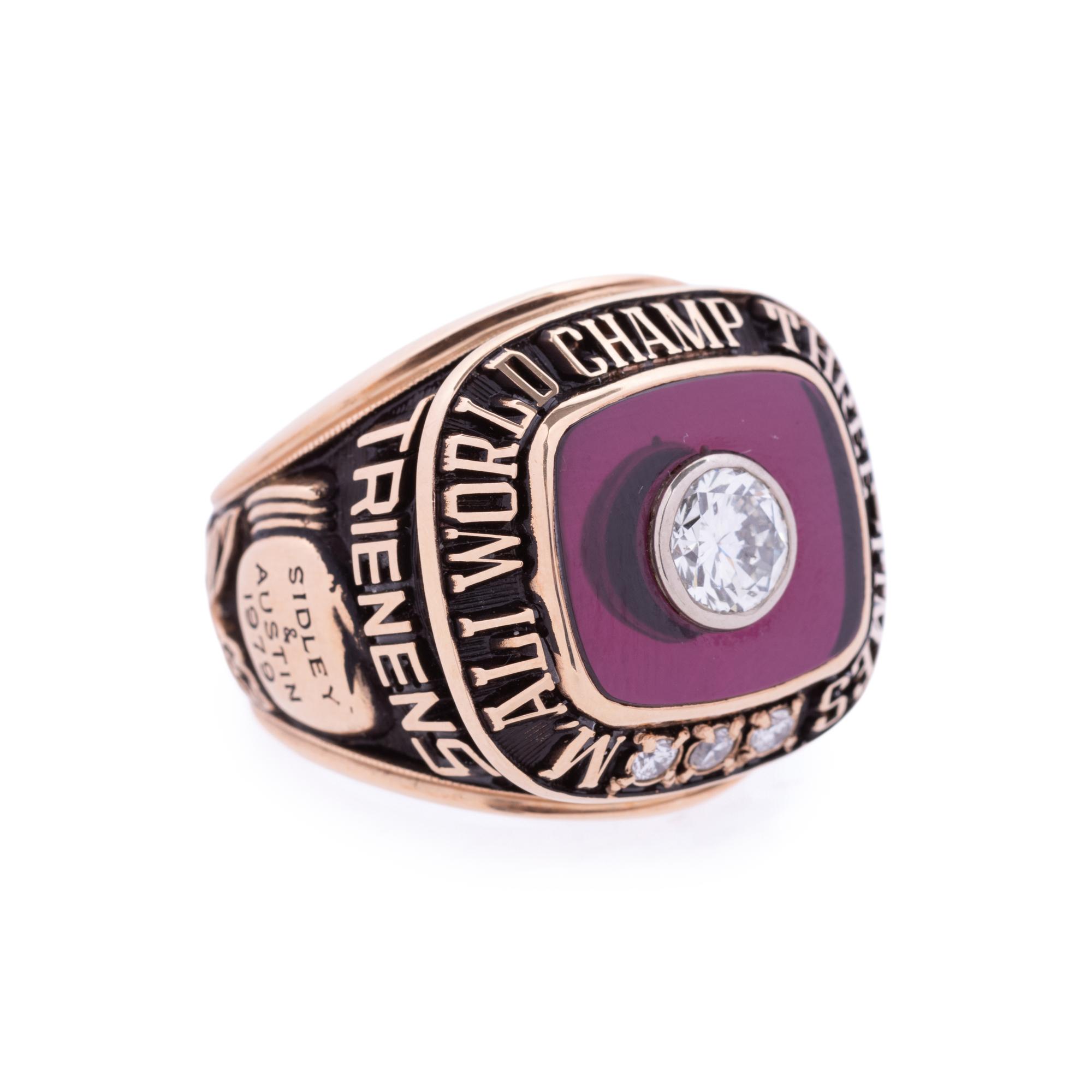 A Rare 1979 Muhammad Ali Commissioned Jostens Gold and Diamond Three Time Heavyweight Boxing Championship Ring