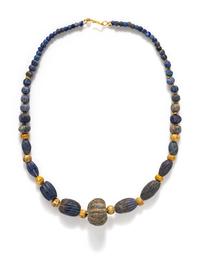 A Sumerian Lapis Lazuli and Gold Bead Necklace