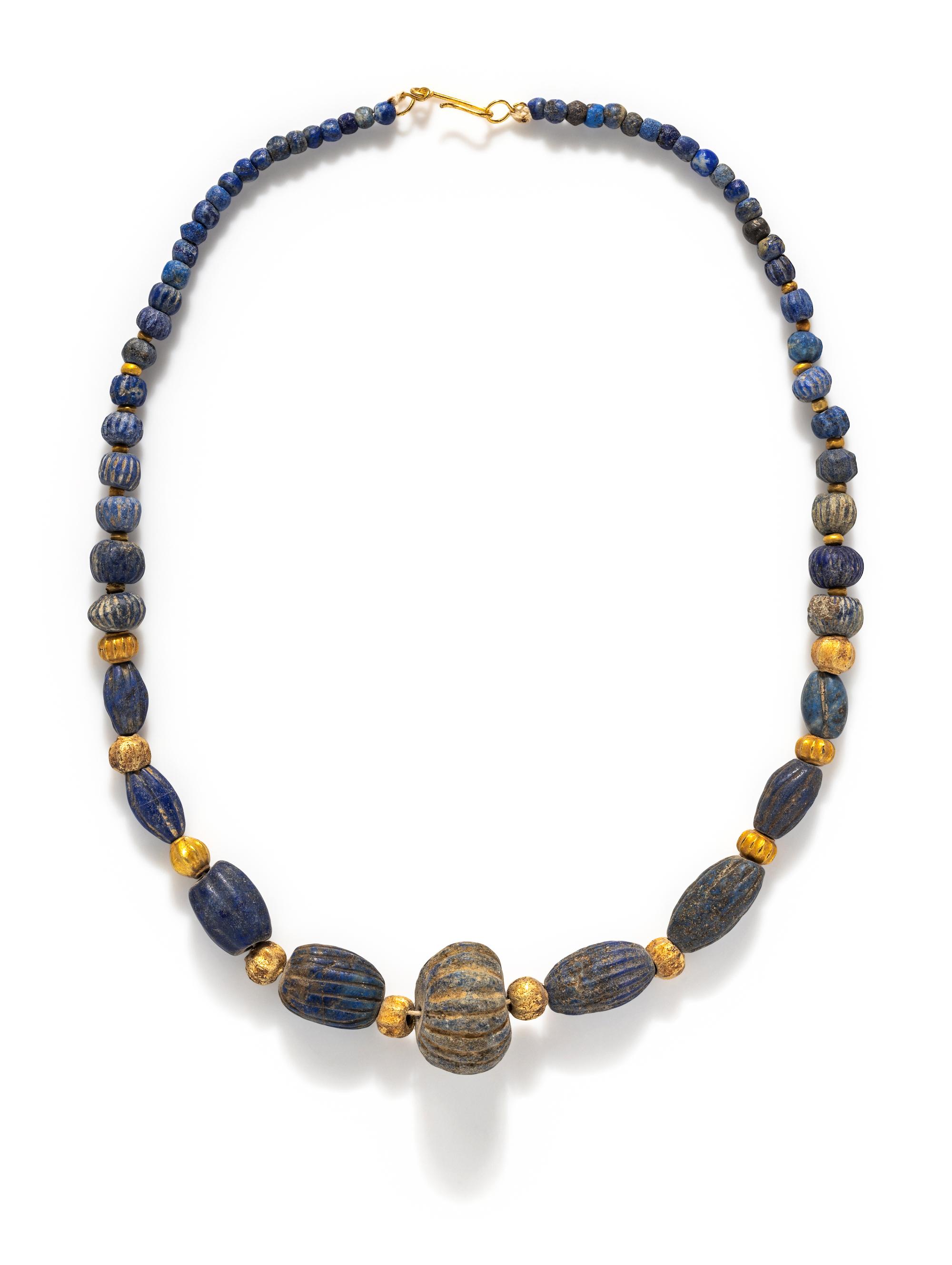 A Sumerian Lapis Lazuli and Gold Bead Necklace