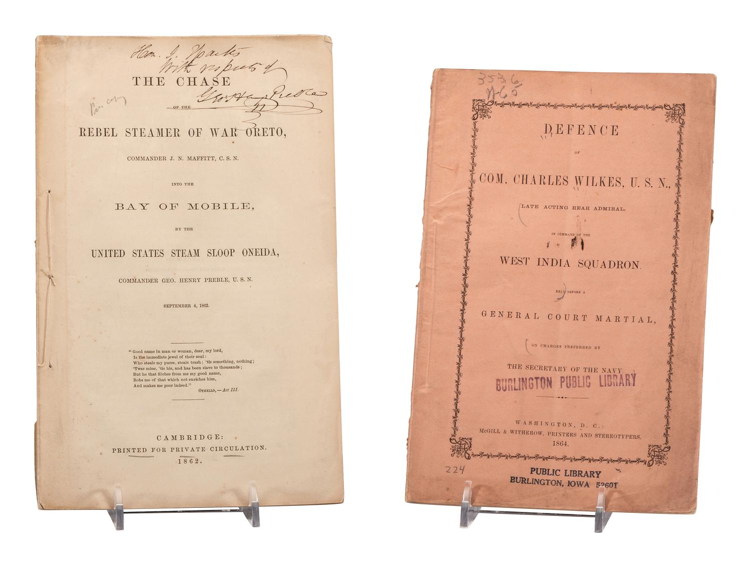 [CIVIL WAR - NAVY]. A group of War-era pamphlets concerning the Navy, naval battles, and courts-martial, with Admiral Porter's Naval History , comprising: