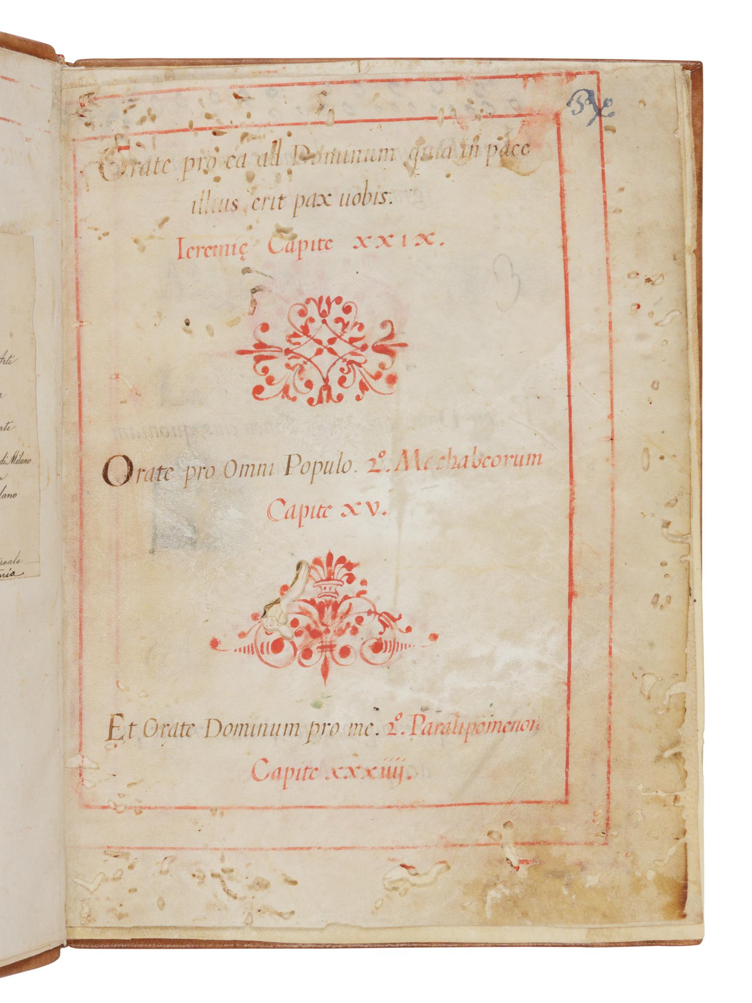 [MANUSCRIPT]. Manuscript Prayerbook, in Latin. [Italy, Brescia?, late 16th cent, continued to 18th cent].